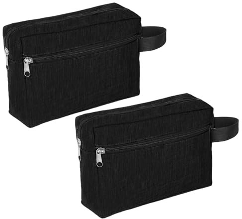 FUIPVGI 2 Pack Toiletry Bag for Men,Toiletry Bags, Waterproof Travel Toiletry Bag,Shaving Bag for Toiletries Accessories, Foldable Storage Bags with Handle for Shower Bathroom Travel (Black)