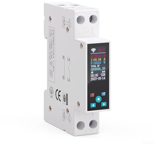 Leitungsschutzschalter, einstellbarer Strom 1-50 A für Tuya WIFI Smart Switch Leistungsschalter LCD Energiezähler Leistungsmessung
