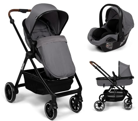 Baninni 3-in-1 Kinderwagen mit Multi-Stands und Autositz Adria, Grau