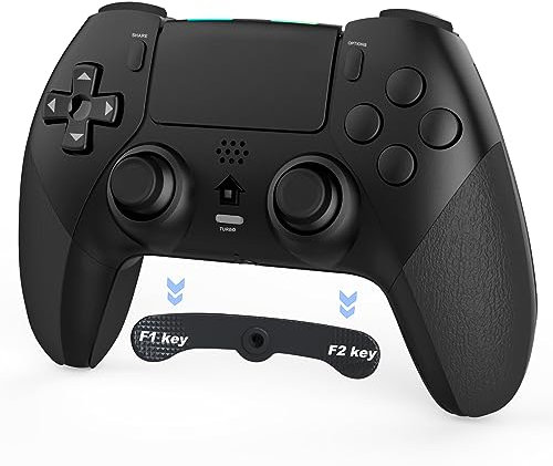 Holilo Wireless Controller für PS-4, Gamepad Controller kompatibel mit PS-4/Pro/Slim mit Programmierbare Tasten, 6-Achsen Gyro Sensor, Dual Vibration, Touchpane, Turbo(Schwarz)