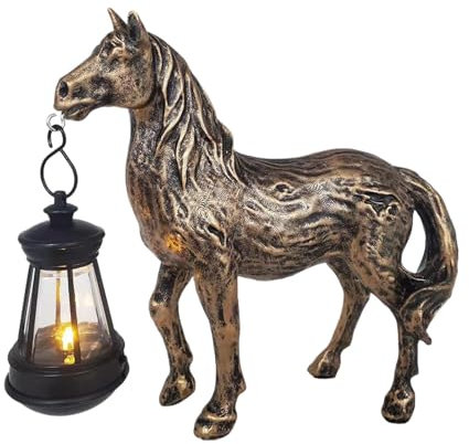 Sulxyi Décorations solaires de jardin, lampes solaires en forme de cheval, lanternes solaires d'extérieur, lampes solaires de patio, statues solaires en forme d'animal, design de cheval charmant pour