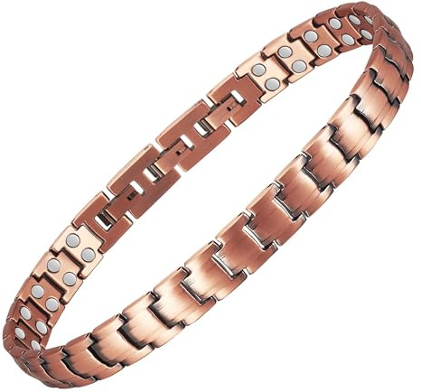 YOIHOJET Magnetfeldtherapie KupferFußkette Frauen, Magnetisches Fußkette Frauen, 24.2 CM Langes Fußkette Kupfer mit 3500 Gauss Magneten, Reines Kupfer Magneten für Füße Knöchel