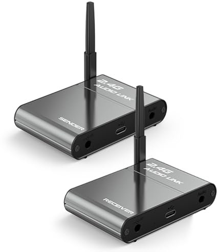 Docooler 2,4G Wireless Audio Sender Empfänger 150m Lange Distanz Niedrige Verzögerung Hi-Fi Audio System für Heimkino Lautsprecher TV Live Broadcast