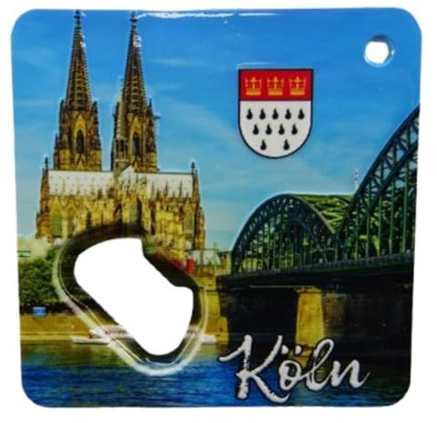 Souvenir Magnet & Flaschenöffner Köln Dom Rheinbrücke 8 x 8 cm Kühlschrankmagnet Deko GCG 1060020