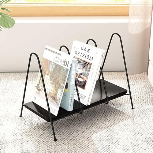 ZIHESY Bodenständer Prospektständer 3 GroßE Taschen Iron Zeitschriftenständer Magazine Rack Stand, Büroregale Katalog Literaturständer für Broschüren & Magazine(Black)