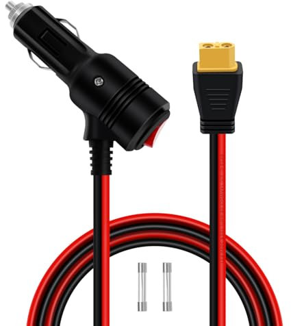 HuaLiSiJi XT60 Allume Cigare avec Interrupteur et Indicateur LED 12V 24V 14AWG 20A Cable XT60 Allume Cigare, pour Moto, Voiture, Bateau, Panneaux Solaires Onduleur de Voiture ﻿ (Mâle, 3 m)