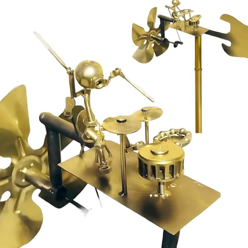 Metall Schlagzeuger Windmühle, Schlagzeuger Windspiel Skulptur, Handgefertigte Metall Percussionist Musik Windmühle Statue Für Garten, Terrasse Und Außenbereich