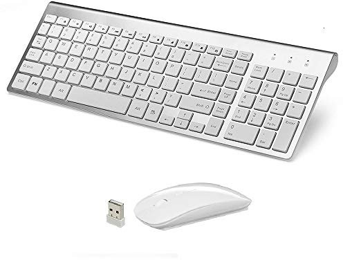 Wireless Keyboard & Mouse Combo Set – Efficient and Sleek Design Tailored for Acer Dell Lenovo HP Desktop PC (White)(KM09)