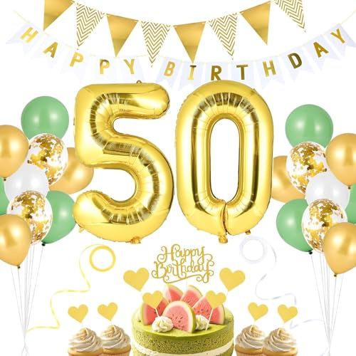 Deko Geburtstag Mädchen, Geburtstagsdeko Jungen und Mädchen, Luftballon Set Rosegold, Rosegold zahlen luftballon, Helium Folienballon Konfetti Luftballon fürMädchen Geburtstag Party (Gold,50)