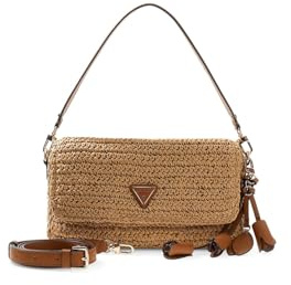 GUESS sac à épaule bandoulière Ofelia Flap Shoulder Bag Natural/Cognac marron clair