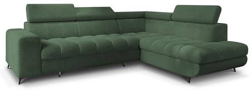 Masseno Ecksofa MORIVA Q R-S mit Schlaffunktion L-Form, Klassisch Sofa mit Bettkasten, Wohnzimmersofa, Couch, Soffa, Bettsofa, Couchgarnitur - Grün, Quelle 37