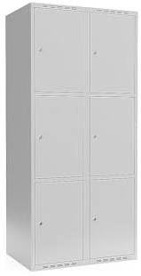 kaiserkraft | 3er-Schließfachschrank Fydor | 2 Abteile | lichtGrau | B 800 mm | Flache Dachform | Zylinderschloss