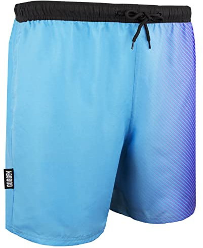 GUGGEN Mountain Badehose für Herren Schnelltrocknende Badeshorts B12 mit Kordelzug Beachshorts Boardshorts Schwimmhose Männer mit blauem Muster