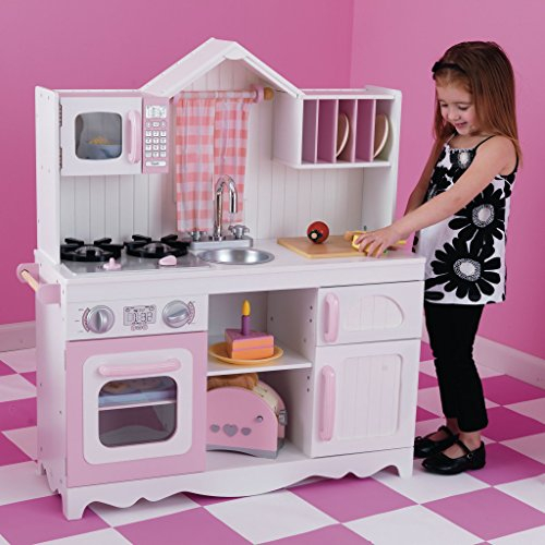 KidKraft 53222 Modern Country Wooden Pretend Play Toy Kitchen for Kids