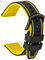 ULLCHRO Bracelet Montre Remplacer Silicone Bracelet Montre Bicolore - 20, 22, 24, 26mm Caoutchouc Montre Bracelet avec Acier Inoxydable Boucle Noir (26mm, Noir et Jaune)