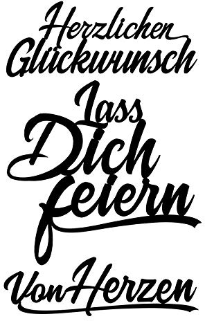 Ideen mit Herz Stanzschablonen, Schriften, Glückwünsche 2, 2,8cm bis 8,2cm, 3 Stück