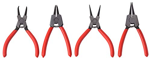 MAXPOWER 4-teiliges Sicherungsringzangen Set für Innen- und Aussenringe, 5 (130mm), aus Chrom Vanadium Stahl, in bequemer Rolltasche