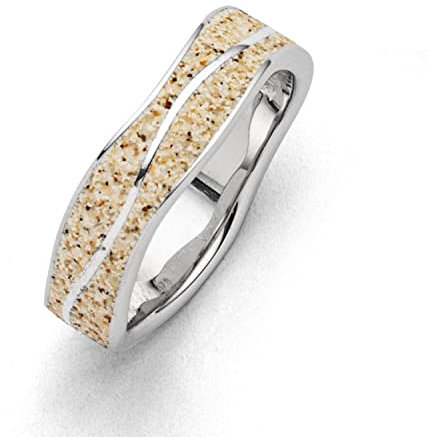 DUR Schmuck Damen Ring WELLEN Strandsand, Silber 925/- rhodiniert (R5108) (52 (16.6))