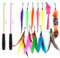 SLSON 14 Pack Cat Teaser Toy 2 Retractable Interactive Cat Wand and 12 Colourful Replaceable Feather Toys with Bells For Indoor Kitten Catcher