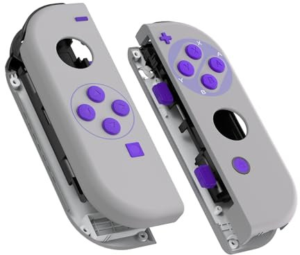 eXtremeRate Cover Scocca Tasti per Nintendo Switch OLED Joycon,Pulsanti Shell Guscio Custodia Case DIY Ricambio per Nintendo Switch Joystick Controller,Senza Joycon-Stile SNES