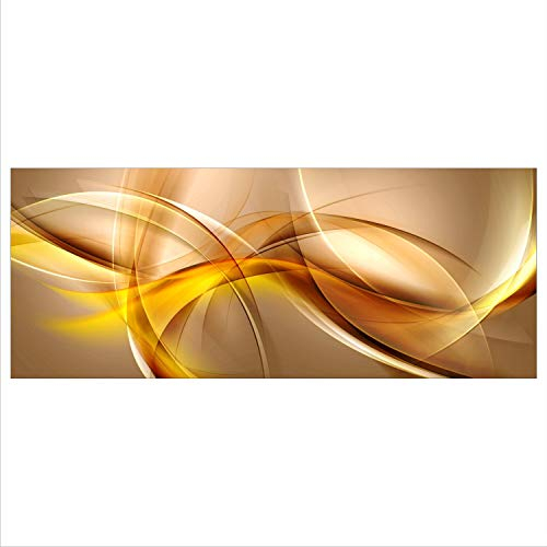 decorwelt Glasbild 125x50 XL Abstrakt Gold Panorama Wandbild Glasbilder Modern Deko Glas
