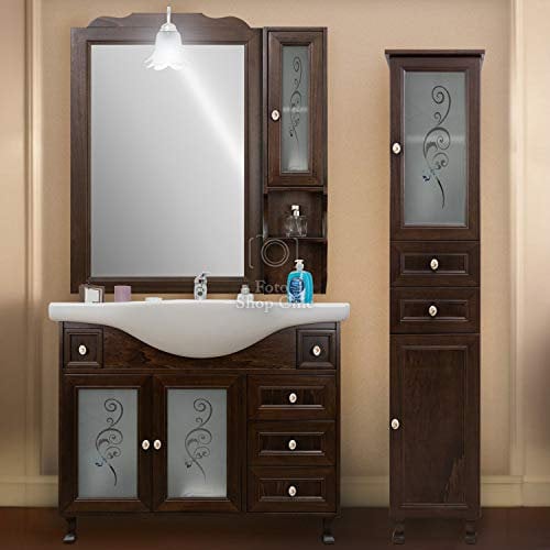 LE CHIC ARREDAMENTI Arredo bagno composizione 105 cm, completo mobile a colonna arte povera