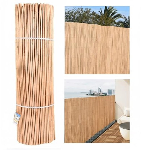 Suinga Clôture en Osier Pelé 1 x 5 mètres | Canisse de Jardin Naturelle | Brise-Vue en Osier 85% d'Occultation | Clôture Décorative