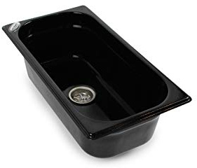 Edelstahl Spülbecken Design Dunkel Camping Spüle Waschbecken Wohnmobil Campervan + Ablauf 325x176x100 mm (ad-ideen)