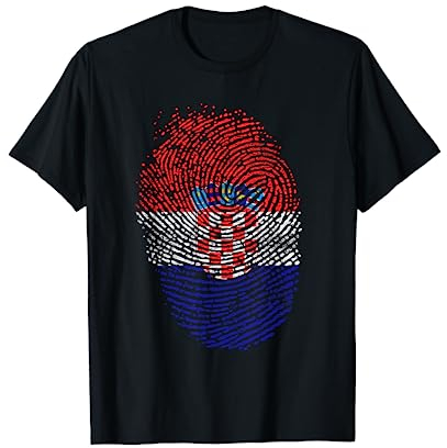 Kroatien Flagge Geschenk Fingerabdruck T-Shirt
