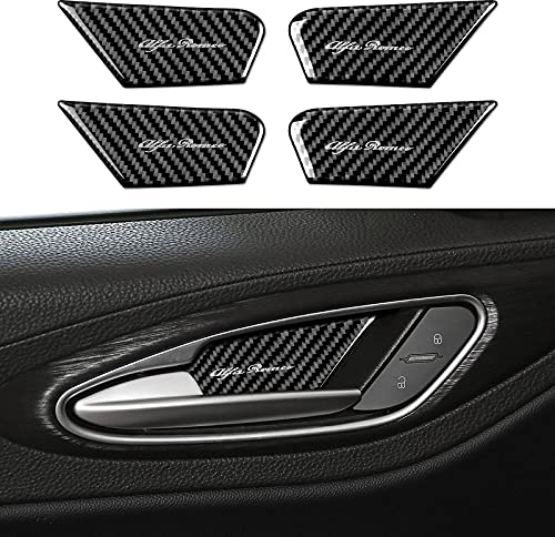 4PCS Kohlefaser Aufkleber Innentür Abdeckung Dekoration Aufkleber kompatibel mit Alfa Romeo Giulia Stelvio 2017 2018 2019 2020 2021 Tonale 965 Auto Zubehör