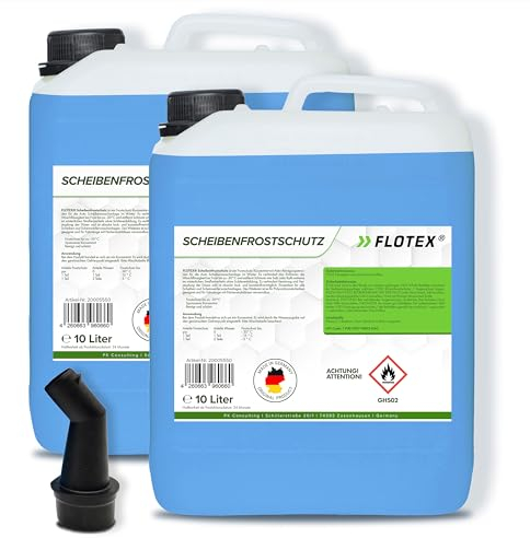Flotex® Scheibenfrostschutz Konzentrat 2 x 5L – Hocheffektiver Scheibenwasser Frostschutz bis -30°C – Absolut rein & schlierenfrei - Sofort mischbereit – Angenehmer Citrusduft