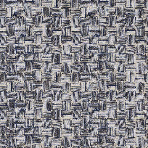 Stoff Meterware Leinenlook Halbpanama - 1 Meter - Dekostoff, Kissen, Tischwäsche, Vorhang, Taschen (Streifen Karo Muster Blau)