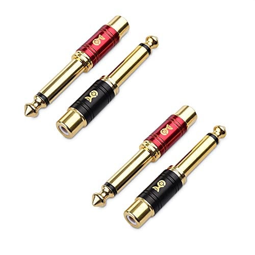 Cable Matters Paquet de 4 Adaptateur RCA vers 6.35mm (Adaptateur Jack vers RCA), Adaptateur Jack mâle 6.35mm vers RCA Femelle