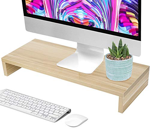 Elevador de Monitor de Computadora, Soporte de Monitor de Madera, Soporte para Organizador de Escritorio para Computadora Portátil Levantador de Pantalla LCD para Oficina 50 x 20 x 7.7cm(Color Madera)