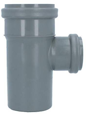HT Rohr Abzweig Ø DN 75 x 50 mm Grau T-Stück 90° Grad Mit Gummidichtringen | Einfach-Abzweig Doppelverbindung Winkel Kunststoff Abwasser Abflussrohr Kunststoffabzweig PVC PP Verbindung Anschlussstück