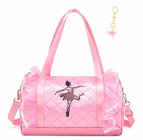 Dorlubel Süße Balletttanztasche Tutu Kleid Tasche mit Schlüsselanhänger für Mädchen, Pink3 x langes Netzgewebe, One_Size