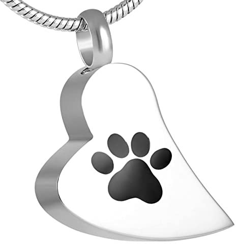TNBKDSE Verschiedene Form PET ASH Keepsake Memorial URNEN SCHMUCK - SATINLOSER Stahl PFOTENDRUCK Herz/HUNDEMARKE/KREUZKREUZHALSKETTE
