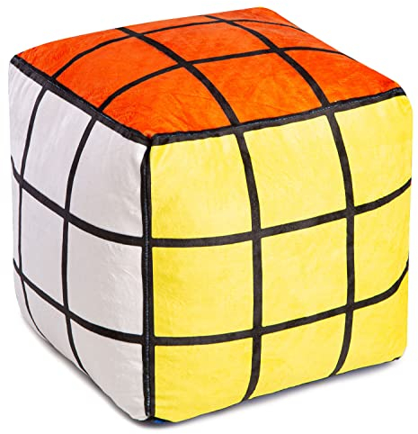 Ferocity 3D Samt Kissen in Form eines Würfels; für das Kinderzimmer 40 cm Groß; Deko für Kinder Motiv Bunter Zauberwürfel Rubik [091]