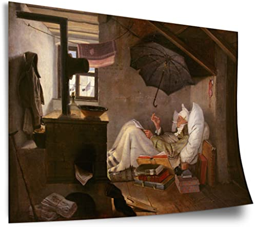 Printistico Poster Carl Spitzweg - Der arme Poet Kunstdruck ohne Rahmen, Wandbild - A4, A3, A2, A1, A0, XXL - Wohnzimmer, Schlafzimmer, Küche, Deko