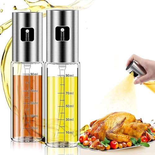 Generic Oil Sprayer Olivenöl Sprüher Ölsprüher Flasche mit Backpinsel, Flaschenbürste und Öltrichter für Kochen, BBQ, Grillen, Salate 100ml*2