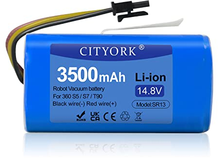 CITYORK 3500mAh 14,8 V Batteria di Ricambio per 360 S5 S7 T90 robot aspirapolvere