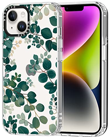 MOSNOVO Case for iPhone 14, [Buffertech 6.6ft Military-Grade Drop Protection] [Anti Peel Off Tech] Clear TPU Bumper Phone Case Cover Design - Eucalyptus
