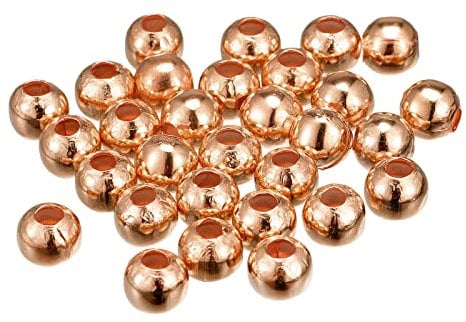 sourcing map 90Pcs Smooth Round Spacer Beads, 10mm Spacer Loose Ball Beads Tiny Spacers for Jewelry Making Bracelet DIY, Rose Gold