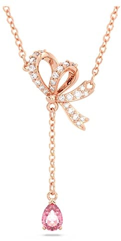 Swarovski Collier Pendentif nœud en Y Volta, plaqué ton or rosé