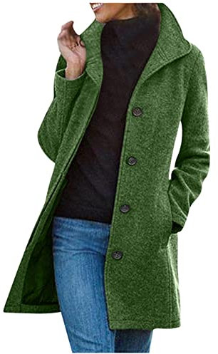 AMhomely Jacket Coats for Women Sale Solid Color Pocket Woollen Coat Recreational Long Sleeve Tops Overcoats Cardigans Fall Clothes Outfits Fashion Parka Outerwear UK, S, Green 1