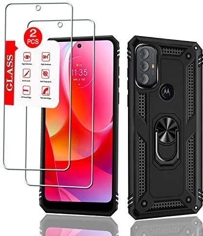 Anvzle Schutzhülle für Motorola Moto G Power (2022) mit [2er-Pack] Displayschutzfolie aus gehärtetem Glas, G Power 2022 Hülle, robuste Rüstung [Militärqualität] Schutz, mit magnetischem Ring und