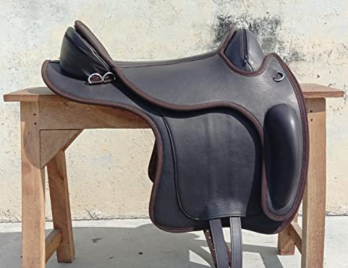 WILD RACE Neuer Bareback-Pferdesattel aus Leder/New Bareback Leather Horse Saddle (18 inch, Brown)