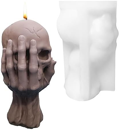 TNSLAND Moule à Bougie Tête de Crâne 3D,Moule Resine Epoxy Tête de Mort,Artisanat D'art en Resine,Moule à Savon,Moule Silicone Resine Epoxy pour Décoration,Décoration de la Maison