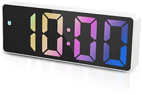 Ankilo Upgraded Digital Alarm Clock, LED Clock for Bedroom, Electronic Desktop Clock with Temperature Display, Adjustable Brightness, Voice Control, 12/24H for Home, Office, Kids, Elder