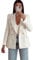 Blazer en tweed à double boutonnage pour femme - Style vintage - Solide - Pour le travail et le bureau - Veste à manches longues avec poche, beige, XL